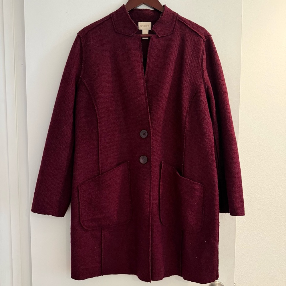 CHICO’S Burgundy Coat (Chico’s Size 2)